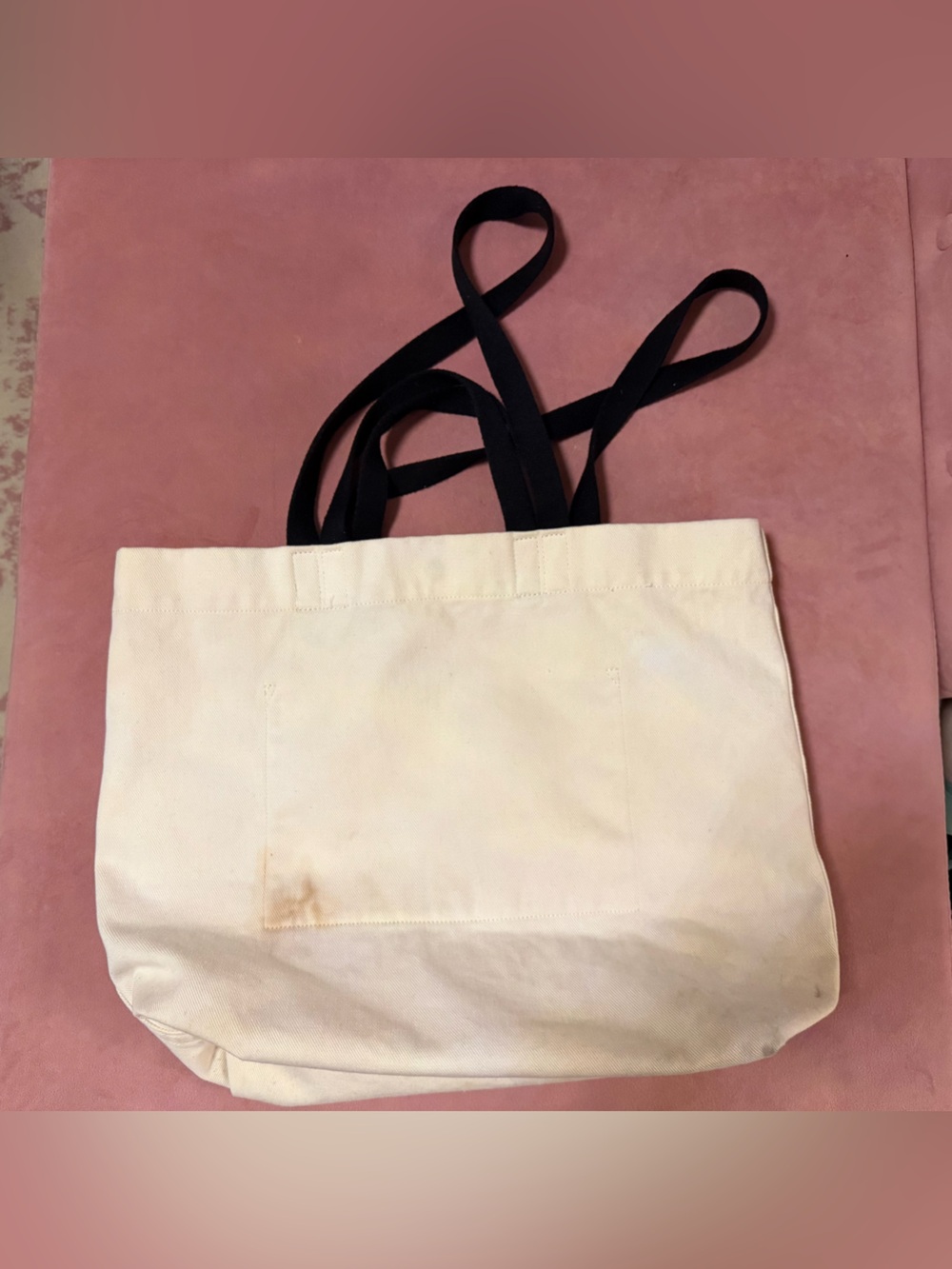 lululemon Cream Canvas Tote with Black Logo and Black Straps - Picture 2 of 3